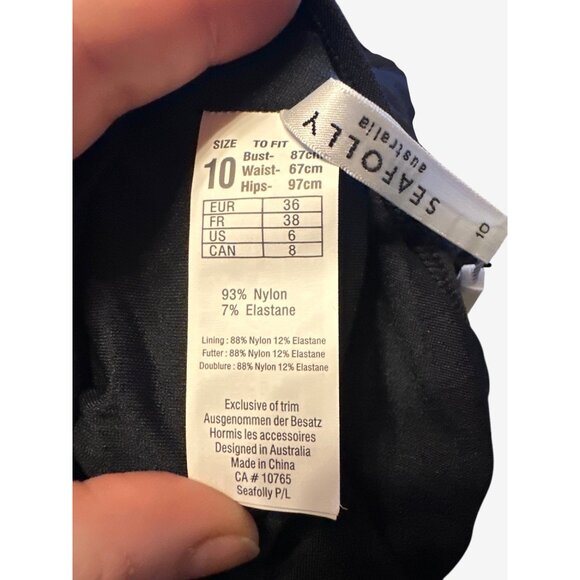 Seafolly Australia Black One-Piece Swimsuit US 6 UK 10 Double Strap Scoop Neck - Picture 7 of 8
